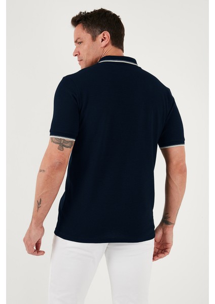 Streç Pamuklu Regular Fit Şerit Detaylı Polo Yaka T Shirt Erkek POLO YAKA T SHİRT 5902768
