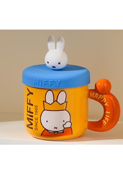 Porselen Kupa Kapaklı Tavşan Figürlü Miffy Happy Life 1 Adet