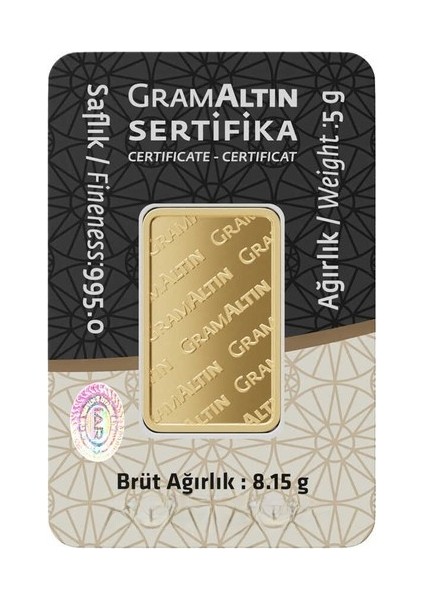 24 Ayar 5 Gram Külçe Altın - Ahlatcı Nadirgold Agakulche fiyatları