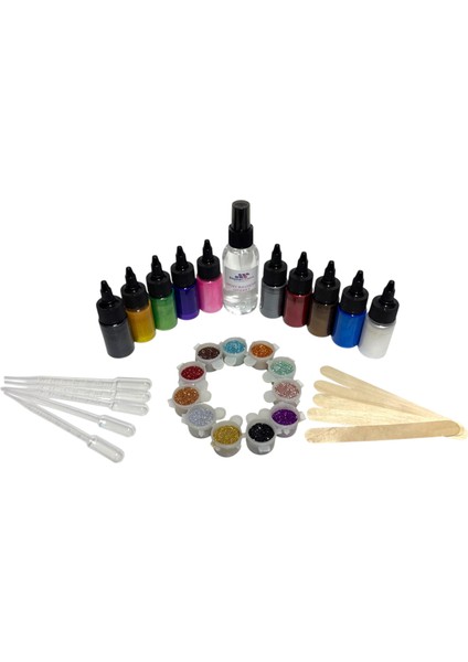 Epoksi Renklendirme Seti Köpük Giderici + Sıvı Sedefli Pigment + Sim Seti+ Pipet + Karıştırıcı Çubuk