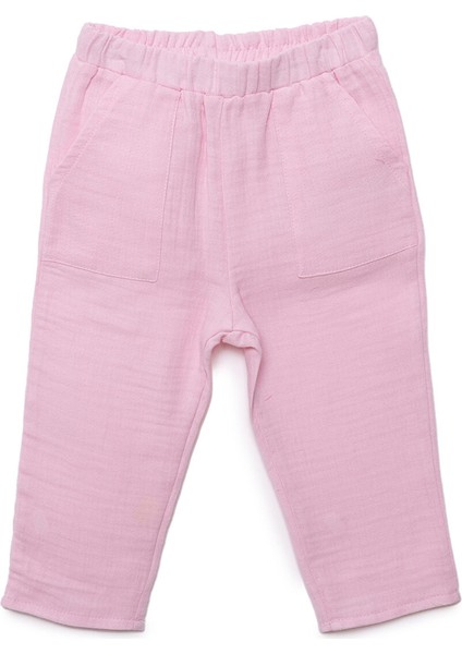 Kız Bebek Pantolon Müslin Reçme Paça Pembe