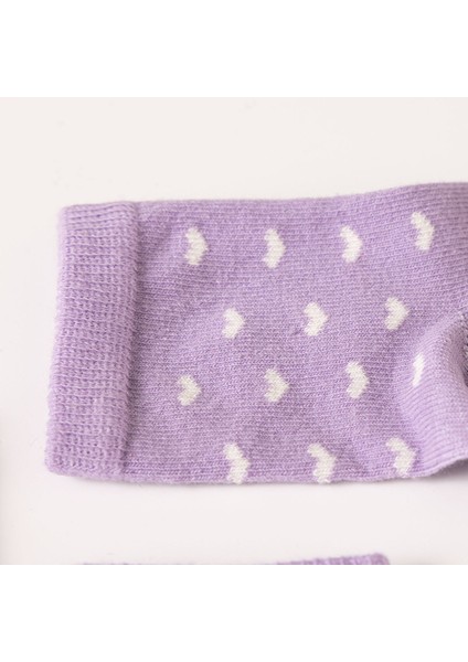 Kız Bebek 3lü Soket Çorap Kalp Desenli Mor modelleri