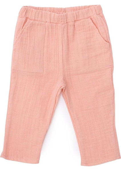 Kız Bebek Pantolon Müslin Reçme Paça Pembe
