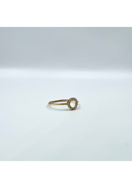 14 Ayar Altın Taşlı Minimal Çember Yüzük KRS058-14GRZ fiyatları