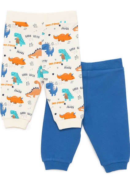 Erkek Bebek Basic 2li Patiksiz Alt Interlok Roar Desenli Ekru
