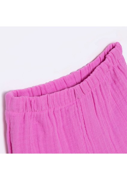 Kız Bebek Pantolon Müslin Reçme Paça Pembe modelleri