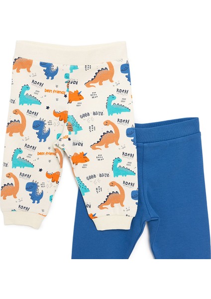 Erkek Bebek Basic 2li Patiksiz Alt Interlok Roar Desenli Ekru modelleri