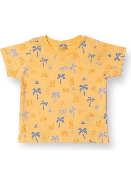 Basic Erkek Palmiye Ağacı Baskılı T-Shirt Erkek Bebek