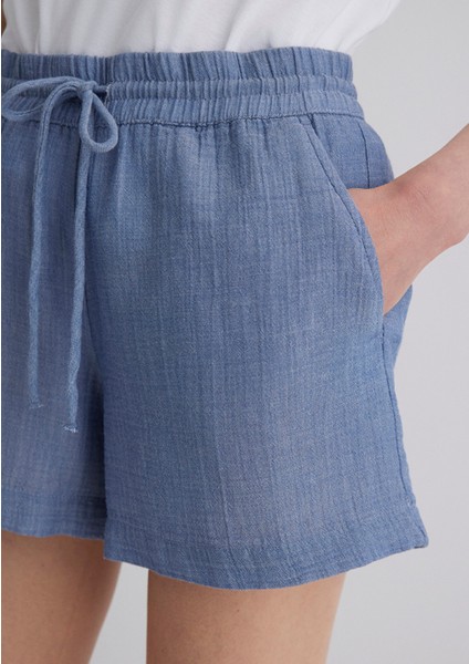 Dokulu Mavi Şort 1410132-89861 indirimleri