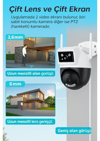 Cmr-43 2k Çift Lens Kamera, Gece Görüşlü, Türkçe Uygulama Destekli Akıllı Güvenlik Kamerası fiyatları