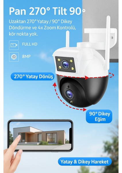 Cmr-43 2k Çift Lens Kamera, Gece Görüşlü, Türkçe Uygulama Destekli Akıllı Güvenlik Kamerası modelleri