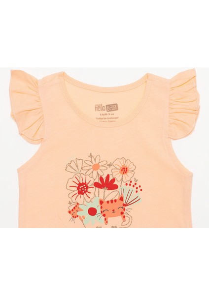 Basic Kız Çiçek ve Kedi Baskılı Atlet T-Shirt Kız Bebek modelleri
