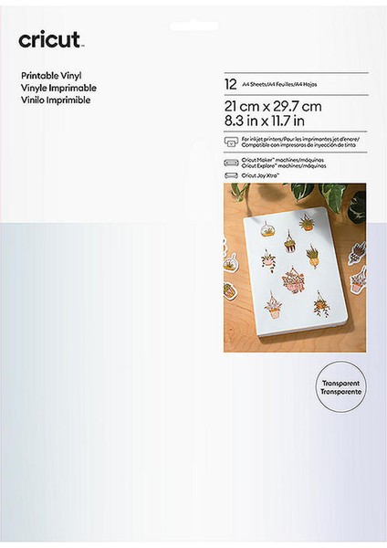 Crıcut 2010363 Prıntable Vinil 21.5X28CM 12Lİ Paket Transparan