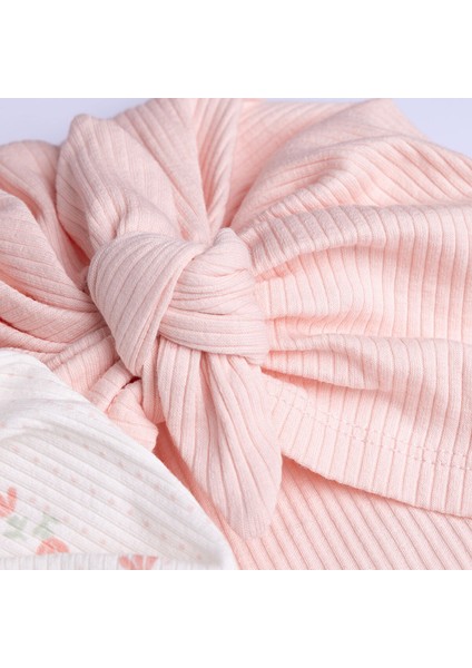 Kız Bebek 2li Bone Bandana Çiçek Desenli Karışık Renkli