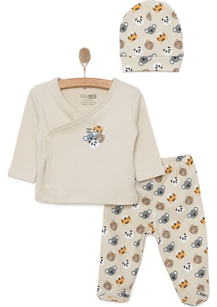 Yenidoğan Zıbın-Şapka-Patikli Alt 3lü Set Erkek Bebek