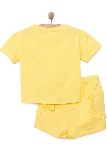 Kız Bebek Tişört-Şort 2li Takım Soft Colorful Bisiklet Yaka Reçme Paça Kısa Kol Sarı fiyatları