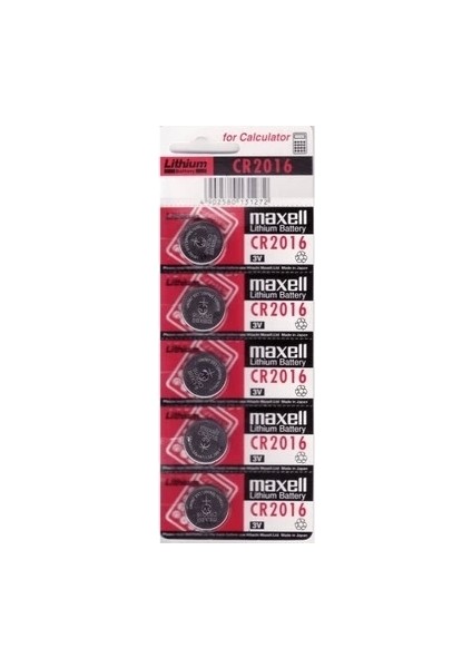 Maxell CR2016 3V Lityum Düğme Pil 5'li Paket