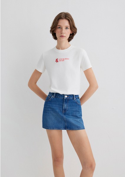 Indigo Turtles Baskılı Ekru Tişört 1613535-70057 fiyatları