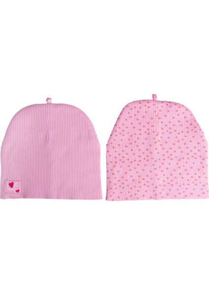 Kız Bebek 2li Örme Bere Kalp Desenli Pembe fiyatları