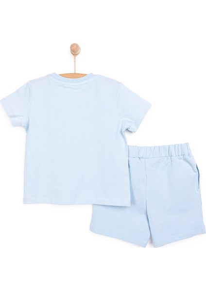 Erkek Bebek Tişört-Şort 2li Takım Cosmic Line Bisiklet Yaka Reçme Paça Kısa Kol Mavi fiyatları