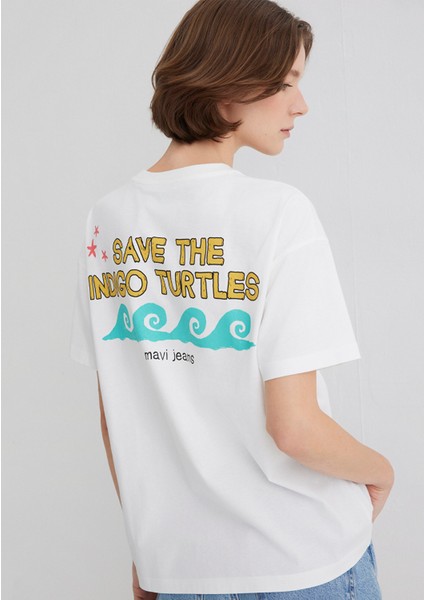 Indigo Turtles Baskılı Ekru Tişört 1613532-70057 fiyatları