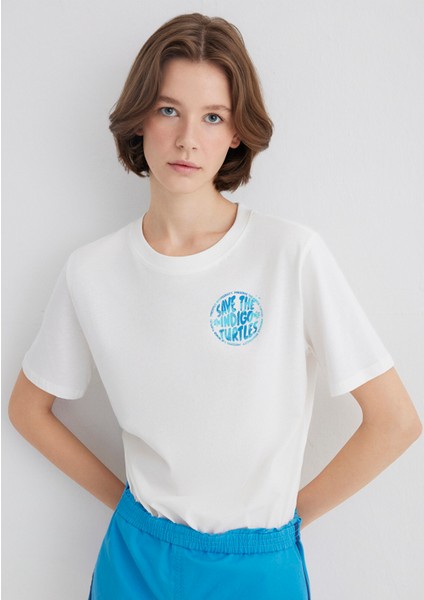 Indigo Turtles Baskılı Ekru Tişört 1613567-70057 fiyatları