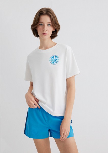 Indigo Turtles Baskılı Ekru Tişört 1613567-70057 modelleri