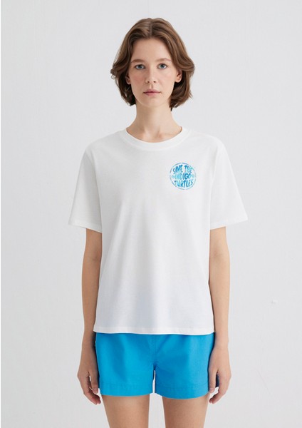 Indigo Turtles Baskılı Ekru Tişört 1613567-70057 indirimleri