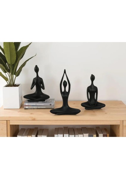 3'lü Set Yoga Namaste Heykel/figür Meditasyon Modern Biblo Masa Üstü Biblo, Hediyelik