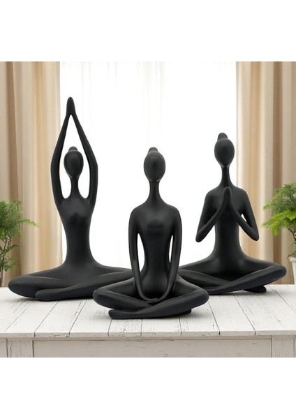 3'lü Set Yoga Namaste Heykel/figür Meditasyon Modern Biblo Masa Üstü Biblo, Hediyelik modelleri