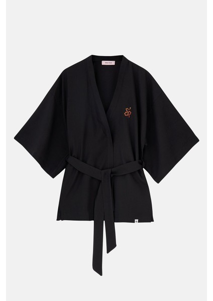 Mercan Yılanı Tencel™ Kimono - Siyah