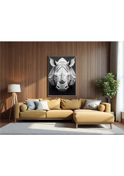 Metal Çerçeveli Gerçek Camlı Tablo Geometrik Desenli Gergedan fiyatları