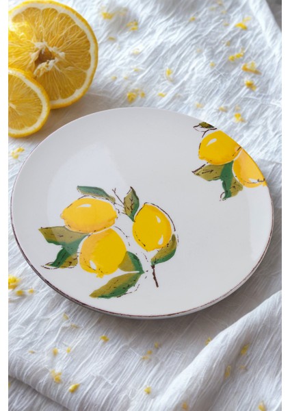 Limon Desen El Yapımı Organik 6'lı Servis Tabak Seti 26 cm