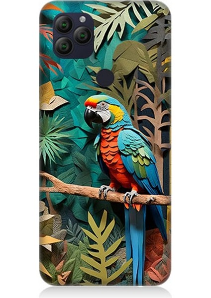 General Mobile Gm 22 Uyumlu Ormanda Tropik Papağan Desenli Silikon Kılıf