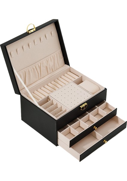 Çok Fonksiyonlu Mücevher Kutusu Büyük 3 Katlı Düzenleyici (Yurt Dışından)