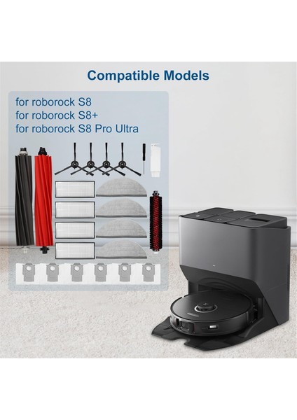 Roborock S8 Pro Ultra Robot Süpürge Ana Yan Fırça Hepa Filtreler Paspas Bezi Pedler Toz Torbaları Aksesuar Seti (Yurt Dışından) fiyatları