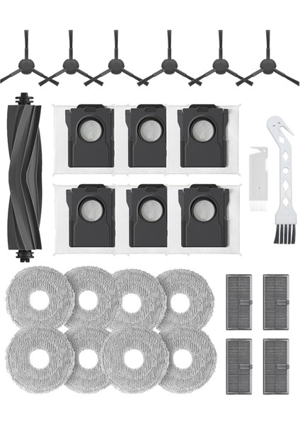 Dreame X30 Ultra Elektrikli Süpürge Aksesuarları Ana Yan Fırça Hepa Filtre Paspas Bezi Toz Torbaları Yedek Parçaları (Yurt Dışından)