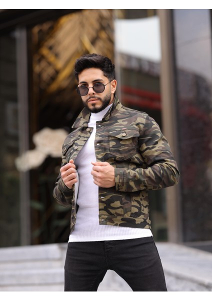 Erkek Slim Fit Kamuflaj Non-Denim Ceket