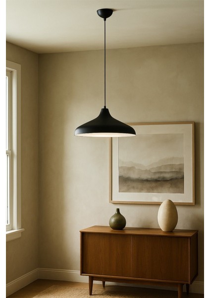 Nil Siyah Içi Gümüş Renk Özel Tasarım Modern Dekoratif Sarkıt Cafe - Mutfak Tekli Avize