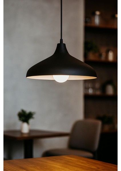 Nil Siyah Içi Gümüş Renk Özel Tasarım Modern Dekoratif Sarkıt Cafe - Mutfak Tekli Avize modelleri