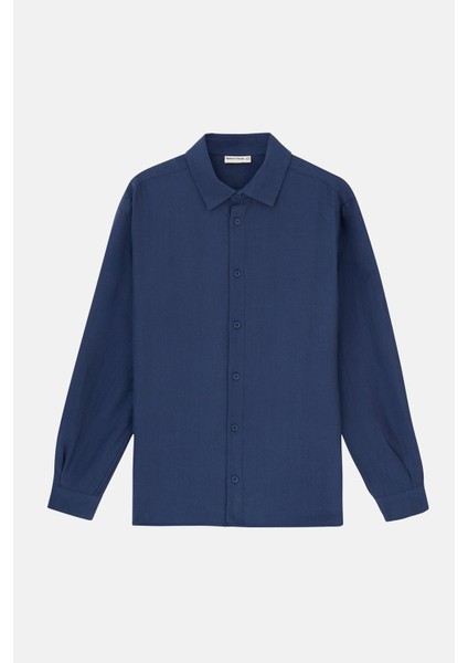 Basic Tencel™ Uzunkollu Gömlek - Lacivert