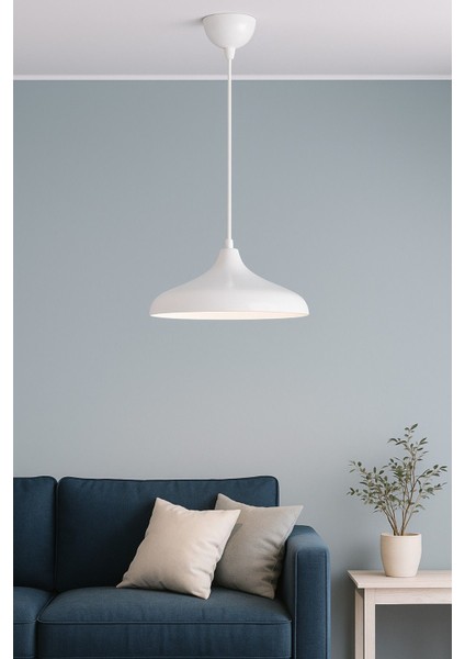 Nil Beyaz Renk Özel Tasarım Modern Dekoratif Sarkıt Cafe - Mutfak Tekli Avize