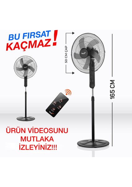 18 Inch Uzaktan Kumandalı / Zaman Ayarlı Ayaklı Vantilatör