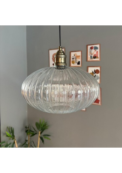 Elegant Cam Şeffaf Avize Lale Başlık Sarkıt Lamba Restoran Salon Aydınlatma