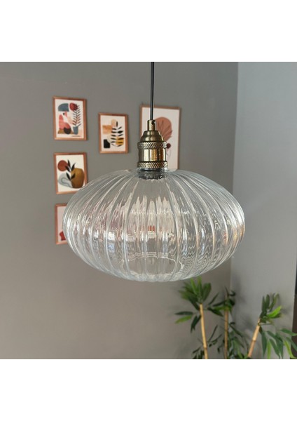Elegant Cam Şeffaf Avize Lale Başlık Sarkıt Lamba Restoran Salon Aydınlatma