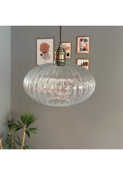 Elegant Cam Şeffaf Avize Lale Başlık Sarkıt Lamba Restoran Salon Aydınlatma