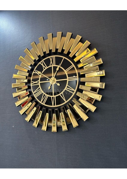 80 cm Çapında Şık Gold Aynalı Duvar Saati, Modern Dekorasyon Için Mükemmel Seçim