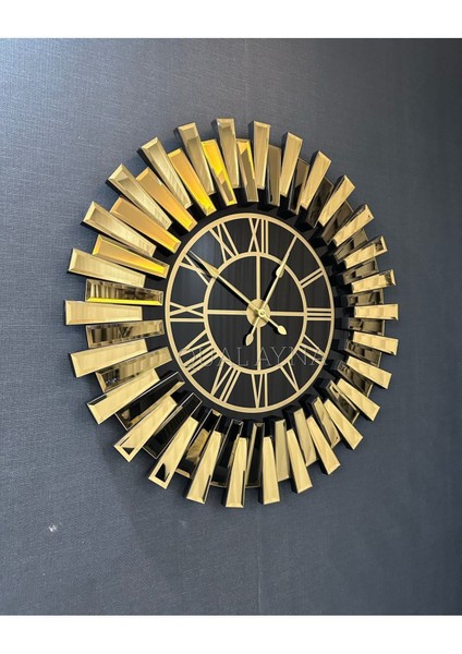 80 cm Çapında Şık Gold Aynalı Duvar Saati, Modern Dekorasyon Için Mükemmel Seçim fiyatları
