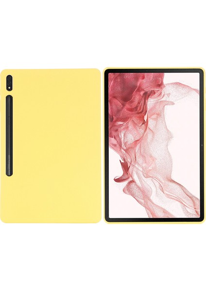 Samsung Galaxy Tab S8+/tab S7+ Sıvı Silikon Tablet Kılıfı Yumuşak Mikrofiber Astarlı Çizilmez Kapak-Sarı (Yurt Dışından)