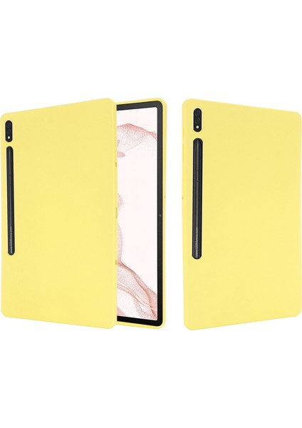 Samsung Galaxy Tab S8+/tab S7+ Sıvı Silikon Tablet Kılıfı Yumuşak Mikrofiber Astarlı Çizilmez Kapak-Sarı (Yurt Dışından) fiyatları